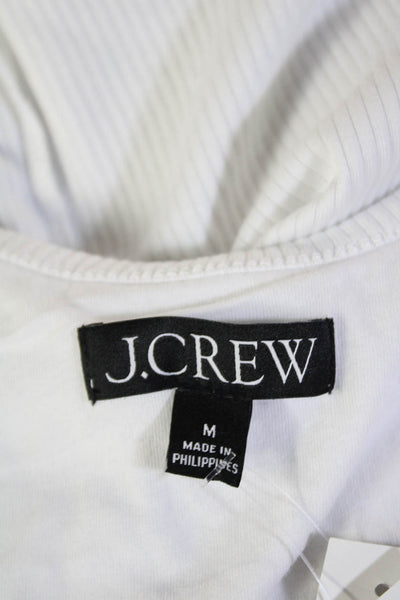 J Crew Womens Cotton Sleeveless Scoop Neck Tank Top Solid White Size M