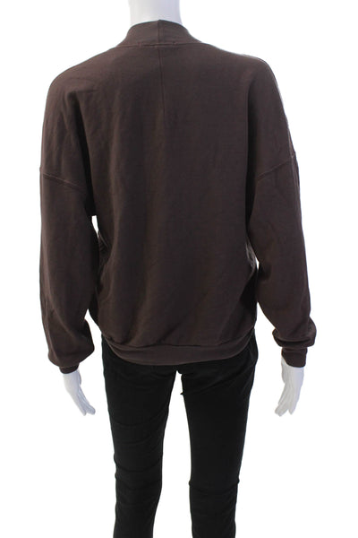 Stateside Womens Long Sleeve Knotted V-Neck Sweatshirt Brown Size XS