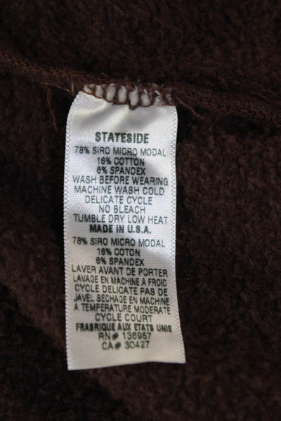 Stateside Womens Long Sleeve Knotted V-Neck Sweatshirt Brown Size XS