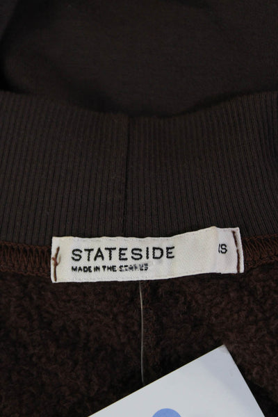 Stateside Womens Long Sleeve Knotted V-Neck Sweatshirt Brown Size XS