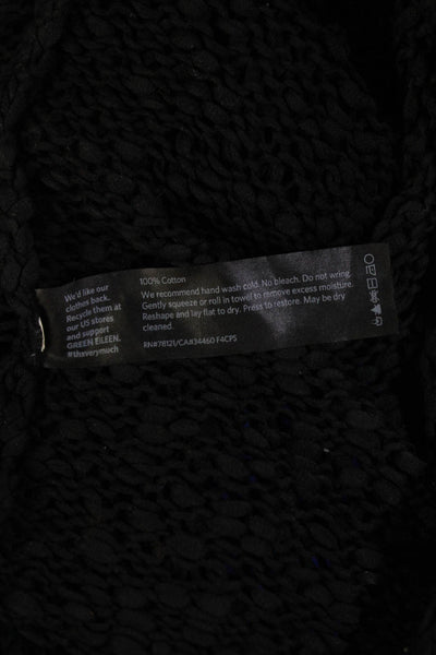 The Fisher Project Womens Long Sleeve Open Weave Blouse Black Size 2XS