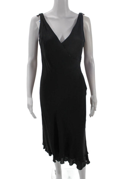 Carmen Marc Valvo Womens Sleeveless V-neck Lined Long Dress Black Size 6