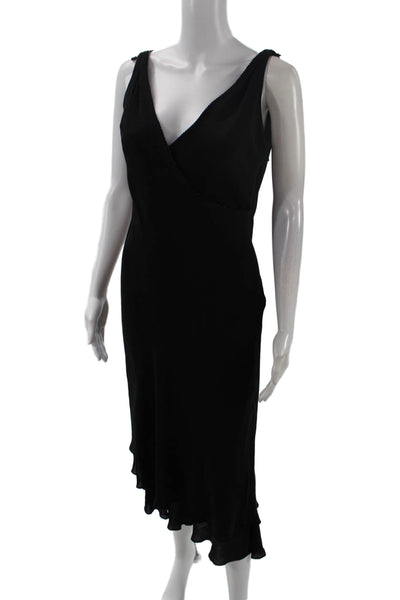 Carmen Marc Valvo Womens Sleeveless V-neck Lined Long Dress Black Size 6