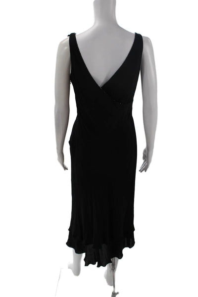 Carmen Marc Valvo Womens Sleeveless V-neck Lined Long Dress Black Size 6