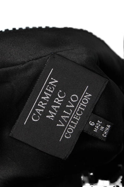 Carmen Marc Valvo Womens Sleeveless V-neck Lined Long Dress Black Size 6