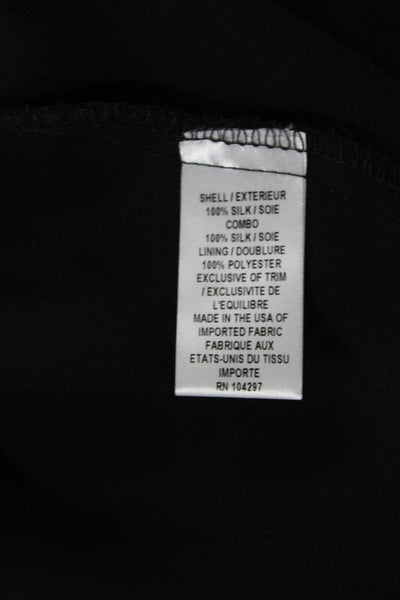 Milly Womens Sleeveless Embellished Crew Neck Silk Side Button Top Black Size 2