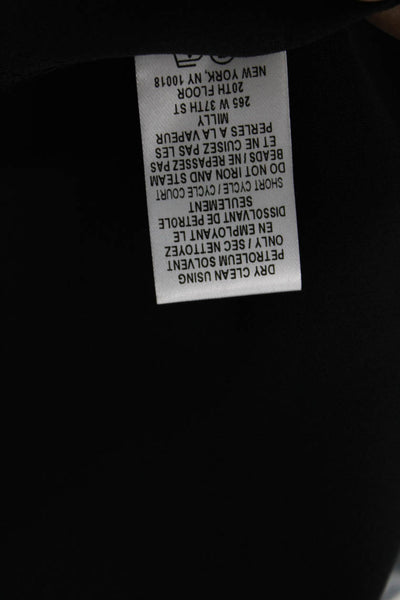 Milly Womens Sleeveless Embellished Crew Neck Silk Side Button Top Black Size 2