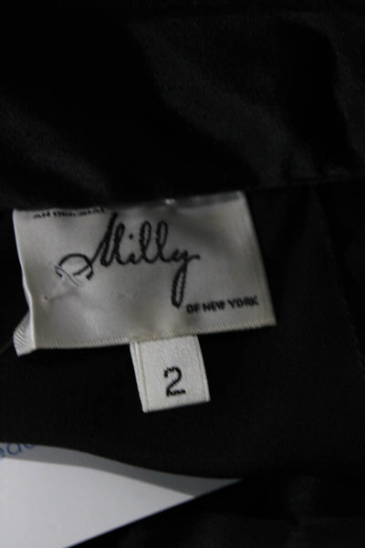 Milly Womens Sleeveless Embellished Crew Neck Silk Side Button Top Black Size 2