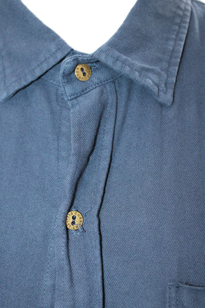Current/Elliott Womens Button Front Collared Mini Shirt Dress Navy Cotton Size 1