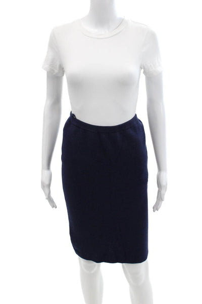 Eileen Fisher Womens Silk Cotton Solid Pencil Skirt Blue Size XXS