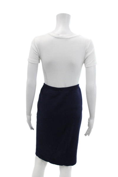 Eileen Fisher Womens Silk Cotton Solid Pencil Skirt Blue Size XXS