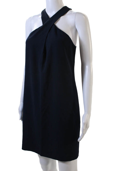 Club Monaco Womens Back Zip Sleeveless V Neck Shift Dress Navy Blue Size 0