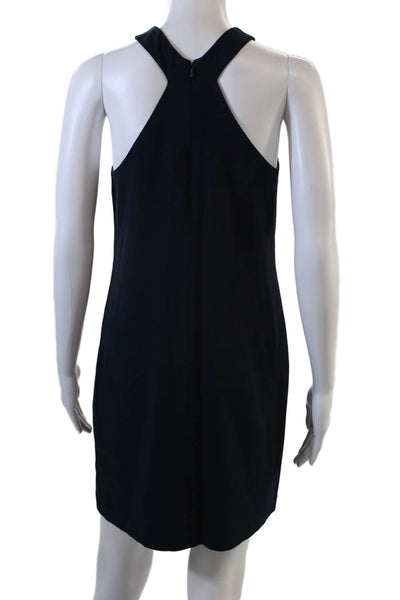 Club Monaco Womens Back Zip Sleeveless V Neck Shift Dress Navy Blue Size 0