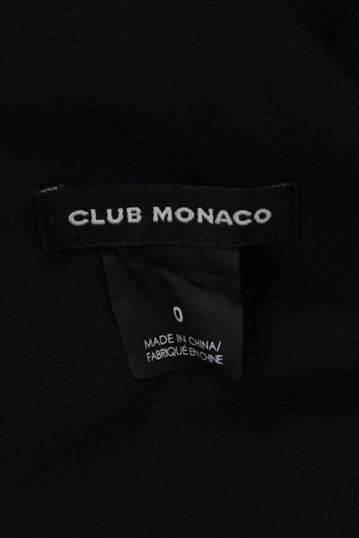 Club Monaco Womens Back Zip Sleeveless V Neck Shift Dress Navy Blue Size 0
