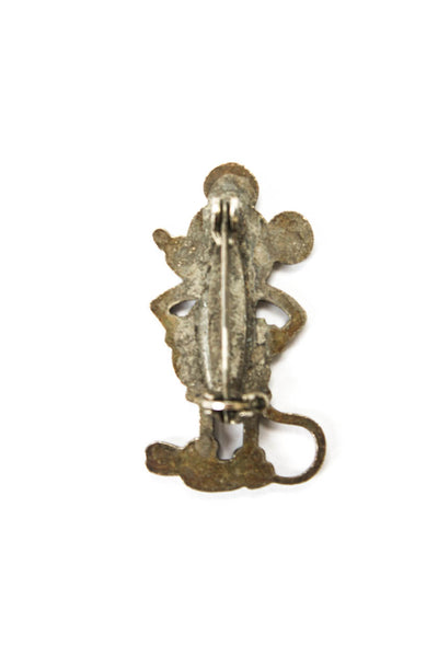Designer Unisex Antique Silver Tone Pewter Cartoon Mouse 12 Charm + 3 Pin Lot