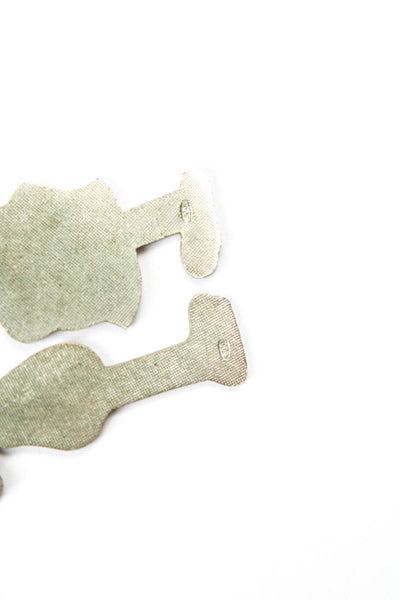 Designer Unisex Vintage 800 Silver Enamel Cartoon Couple Pendant Set of 2