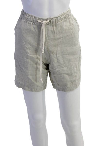 Alex Crane Womens Linen Drawstring Waist Shorts Taupe Beige Size Medium