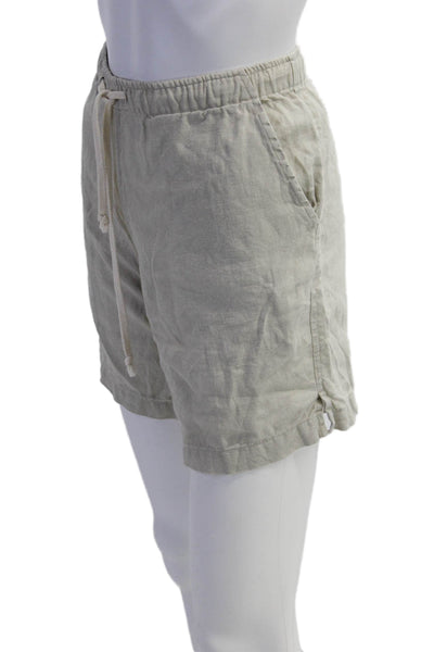 Alex Crane Womens Linen Drawstring Waist Shorts Taupe Beige Size Medium