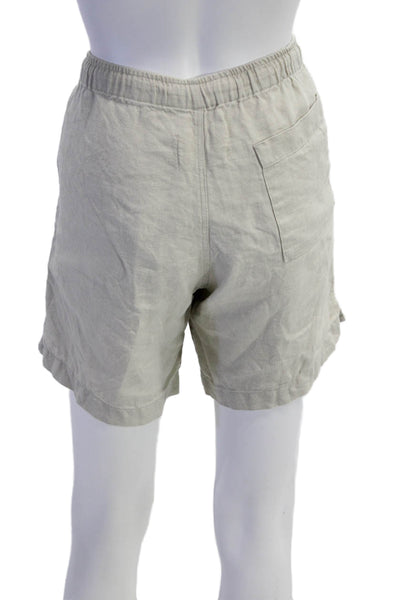 Alex Crane Womens Linen Drawstring Waist Shorts Taupe Beige Size Medium