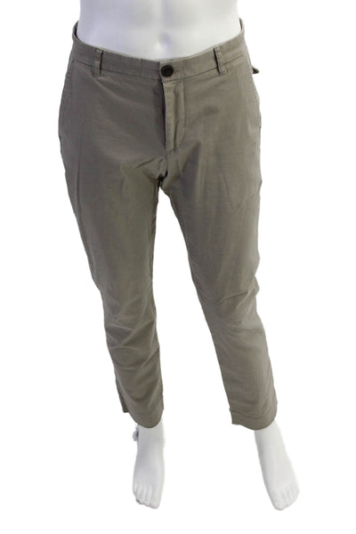 ATM Mens Mid Rise Zip Up Slim Leg Khaki Pants Beige Cotton Size 30