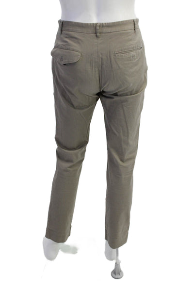 ATM Mens Mid Rise Zip Up Slim Leg Khaki Pants Beige Cotton Size 30