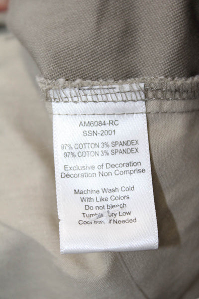 ATM Mens Mid Rise Zip Up Slim Leg Khaki Pants Beige Cotton Size 30