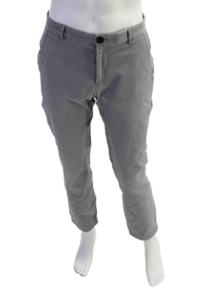 ATM Mens Mid Rise Zip Up Slim Leg Chino Pants Gray Cotton Blend Size 30