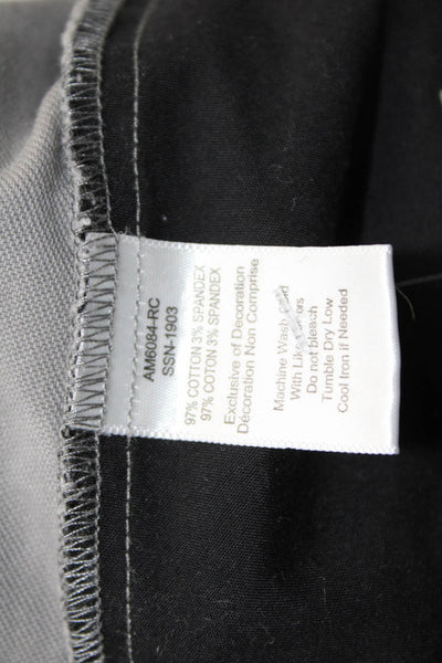 ATM Mens Mid Rise Zip Up Slim Leg Chino Pants Gray Cotton Blend Size 30
