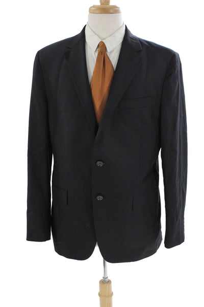 Hickey Freeman Mens Wool Buttoned Collared Long Sleeve Blazer Black Size EUR 42