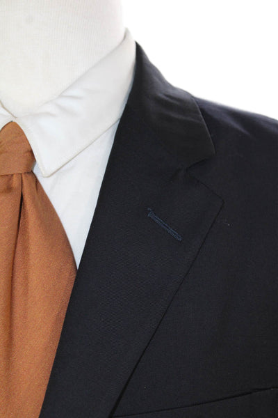 Hickey Freeman Mens Wool Buttoned Collared Long Sleeve Blazer Black Size EUR 42