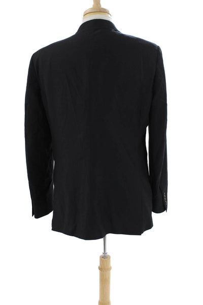 Hickey Freeman Mens Wool Buttoned Collared Long Sleeve Blazer Black Size EUR 42