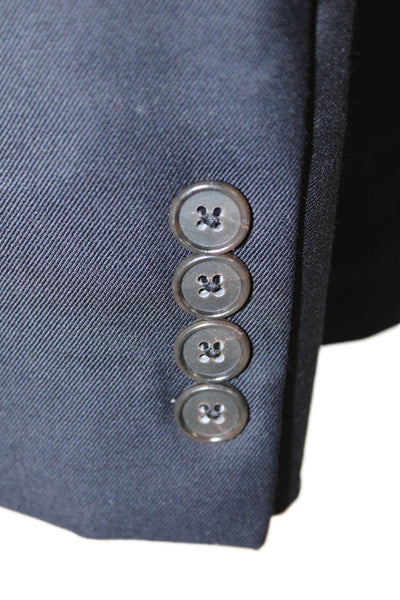 Hickey Freeman Mens Wool Buttoned Collared Long Sleeve Blazer Black Size EUR 42