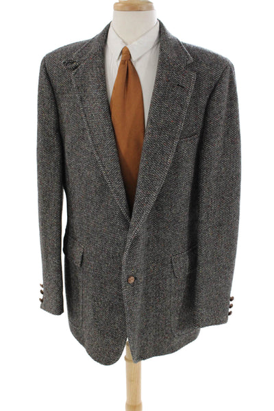 Today's Man Mens Wool Herringbone Buttoned Mock Neck Blazer Coat Gray Size EUR 4