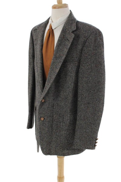 Today's Man Mens Wool Herringbone Buttoned Mock Neck Blazer Coat Gray Size EUR 4
