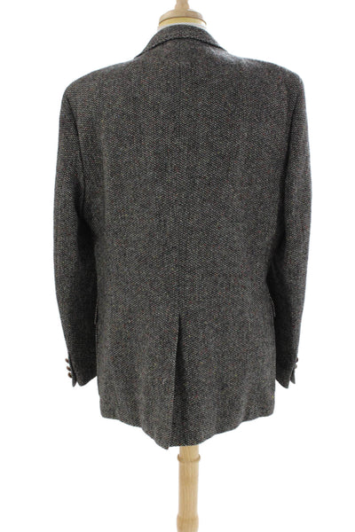 Today's Man Mens Wool Herringbone Buttoned Mock Neck Blazer Coat Gray Size EUR 4