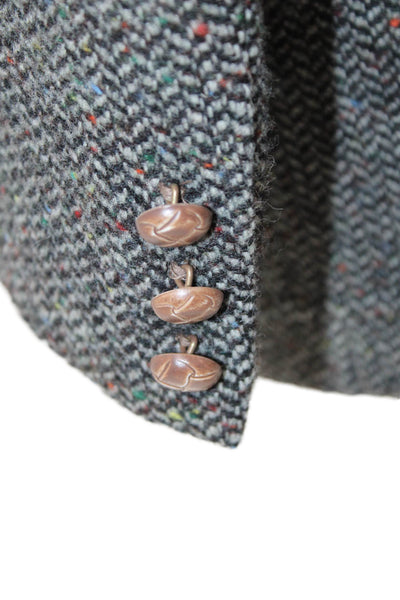 Today's Man Mens Wool Herringbone Buttoned Mock Neck Blazer Coat Gray Size EUR 4