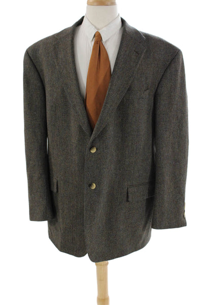 Nautica Mens Wool Herringbone Print Button Long Sleeve Blazer Brown Size EUR 48