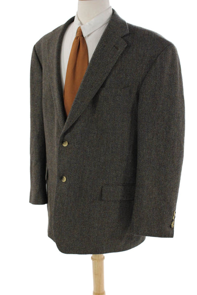 Nautica Mens Wool Herringbone Print Button Long Sleeve Blazer Brown Size EUR 48