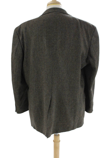 Nautica Mens Wool Herringbone Print Button Long Sleeve Blazer Brown Size EUR 48