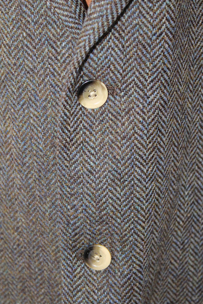 Nautica Mens Wool Herringbone Print Button Long Sleeve Blazer Brown Size EUR 48