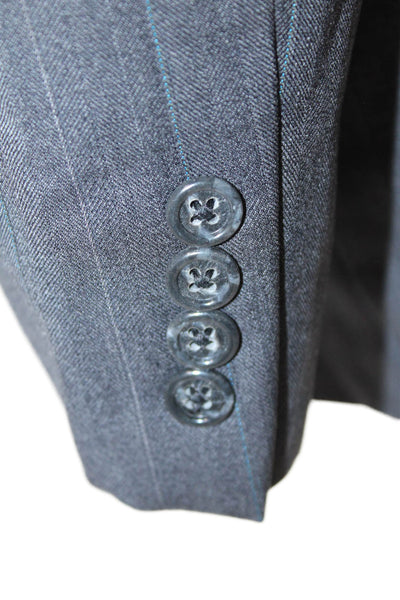 Hickey Freeman Mens Wool Striped Print Collared Blazer Jacket Gray Size EUR 42