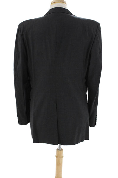 Hickey Freeman Mens Wool Darted Collared Long Sleeve Blazer Jacket Gray EUR 42