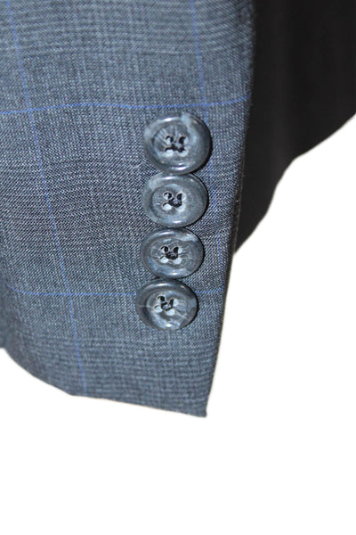 Hickey Freeman Mens Wool Darted Collared Long Sleeve Blazer Jacket Gray EUR 42