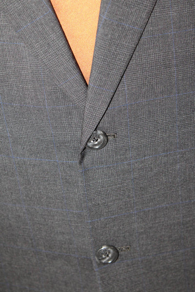 Hickey Freeman Mens Wool Darted Collared Long Sleeve Blazer Jacket Gray EUR 42