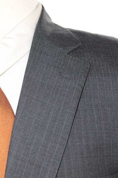 Ermenegildo Zegna Mens Wool Striped Buttoned Collared Blazer Gray Size EUR 42