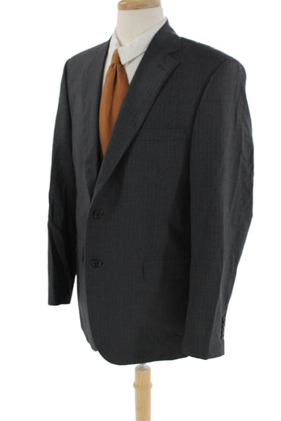 Ermenegildo Zegna Mens Wool Striped Buttoned Collared Blazer Gray Size EUR 42