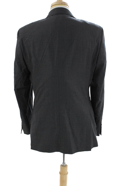Ermenegildo Zegna Mens Wool Striped Buttoned Collared Blazer Gray Size EUR 42