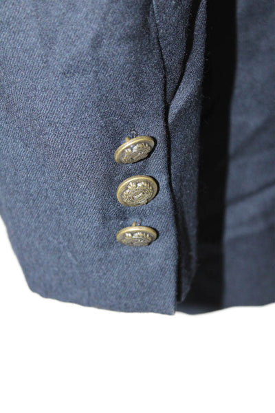 Bill Blass Mens Worsted Wool Buttoned Collared Blazer Navy Blue Size EUR 41L