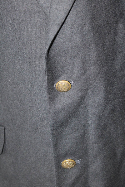 Bill Blass Mens Worsted Wool Buttoned Collared Blazer Navy Blue Size EUR 41L