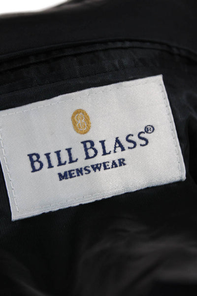 Bill Blass Mens Worsted Wool Buttoned Collared Blazer Navy Blue Size EUR 41L